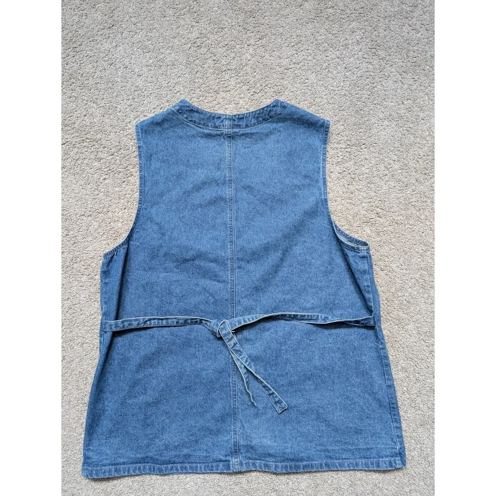 Vintage Cherokee Denim Vest Women's L   100% Cotton Tie Back Y2K 90s